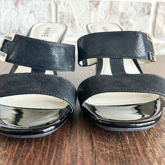 Black Womens Sandals, Strappy Heels 9M Summer Sandals, Black Sandals Anne Klein - Picture 10 of 10